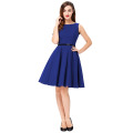 Grace Karin Plus tamanho sem mangas curto curto vintage retro Royal Blue Cotton Dresses vestido de verão 50s CL6086-54